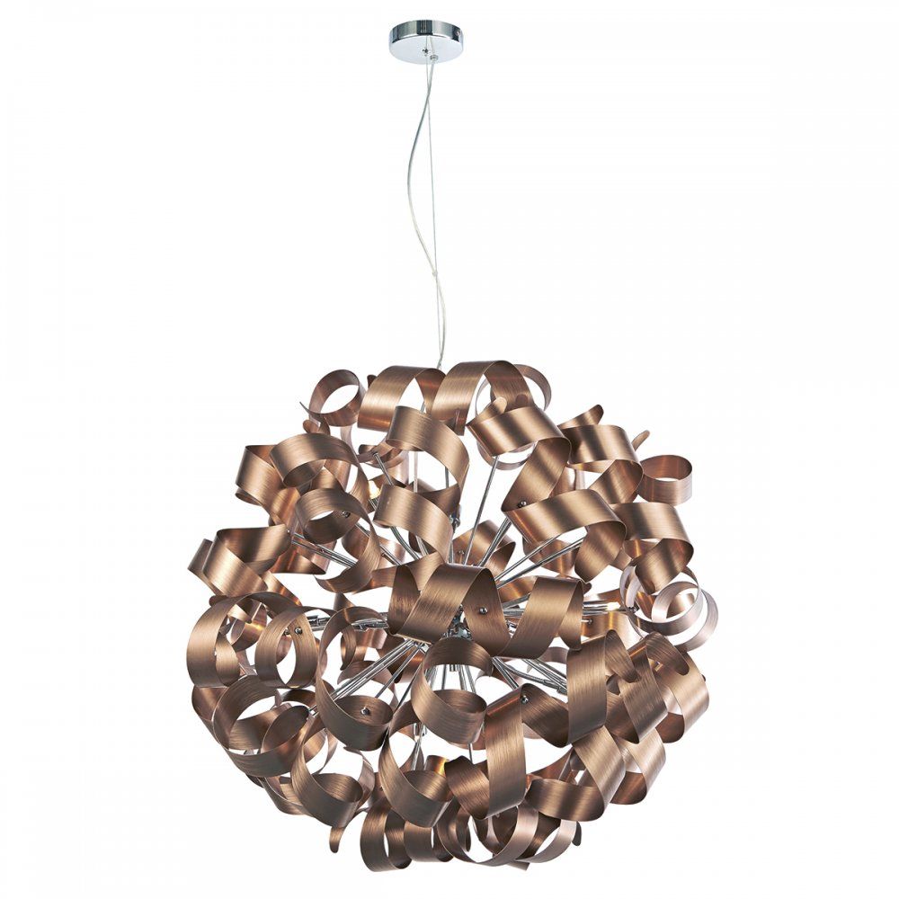 Dar RAW1264 | Rawley Ribbon Pendant | 12 Light Elegance in Satin Copper