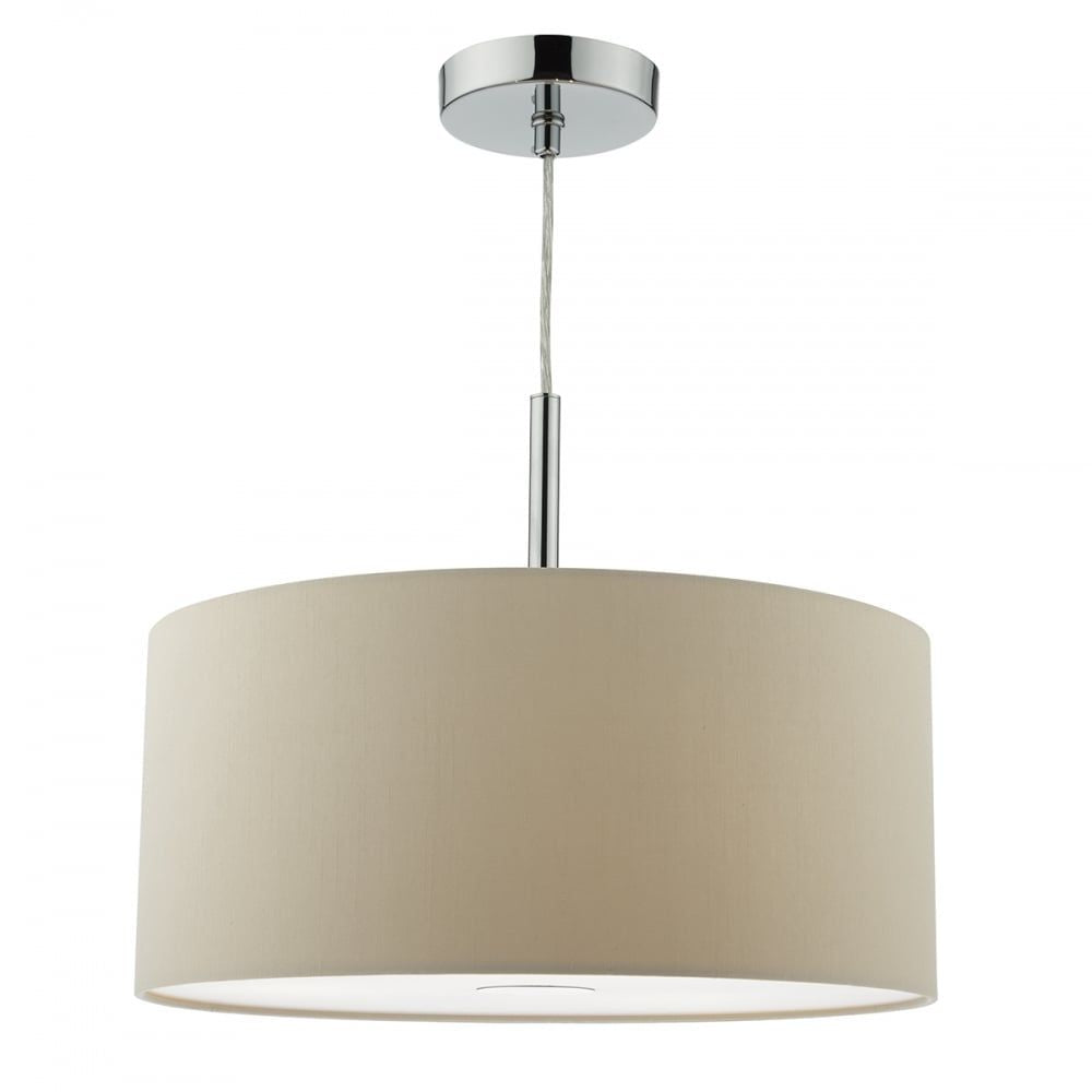 Dar RON1029 | Ronda 3 Light Pendant | 40cm Drum | Ecru Faux Silk