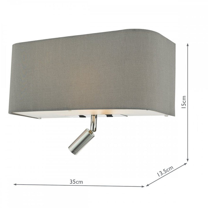 Dar RON7139L | Ronda Wall Light | Grey with LED Reading Light