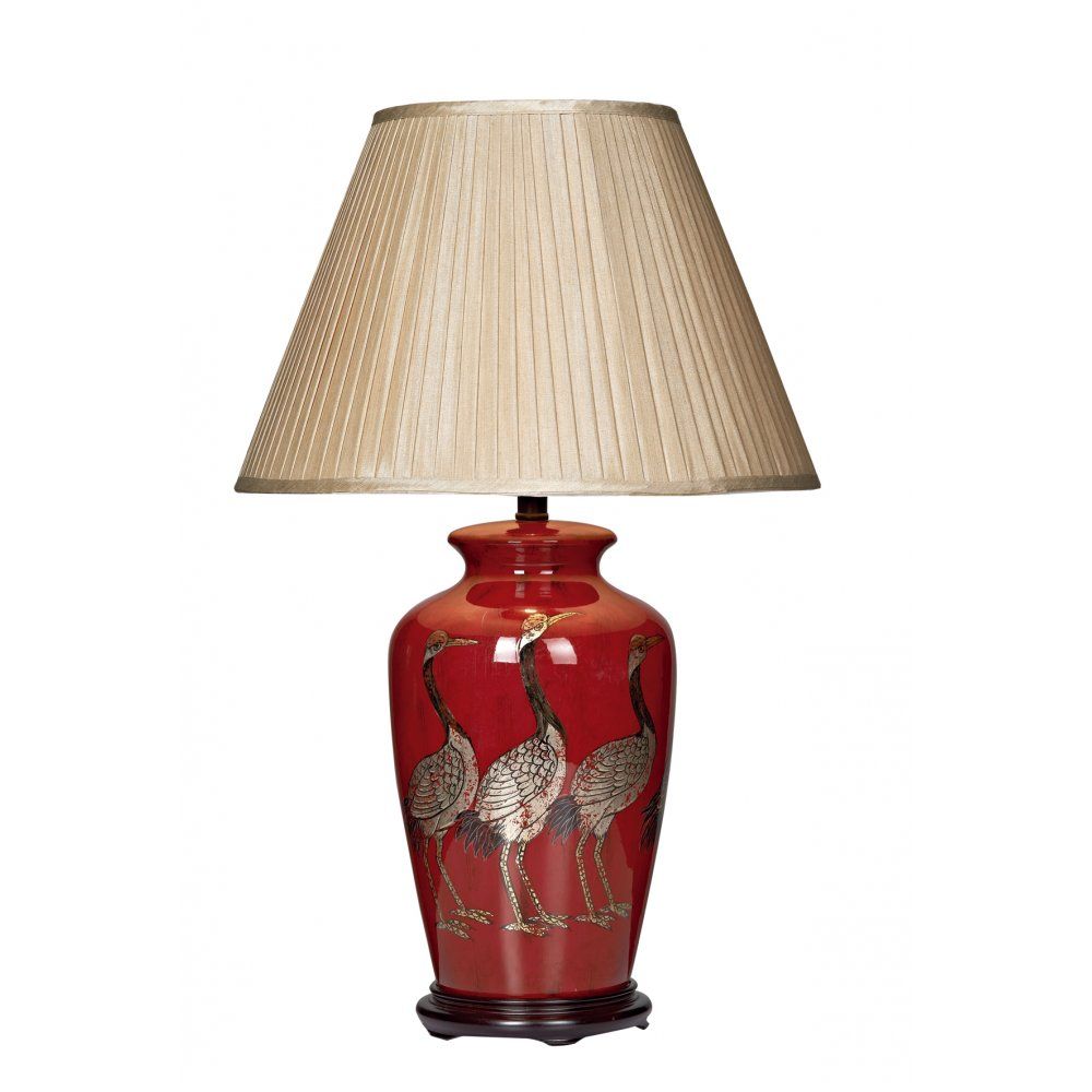 Dar BER4225 S1086 Bertha Bird Table Lamp With Taupe Silk Shade
