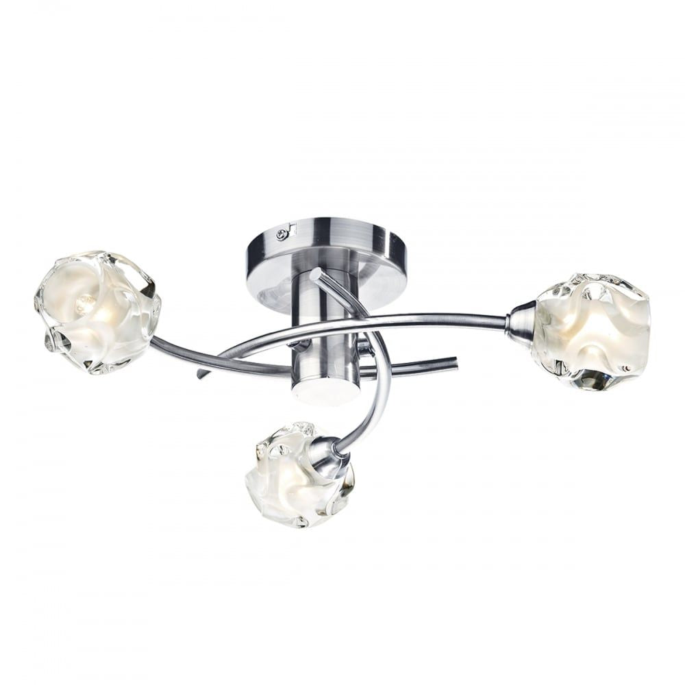 Dar SEA5346 | Seattle | 3 Light Semi Flush | Satin Chrome