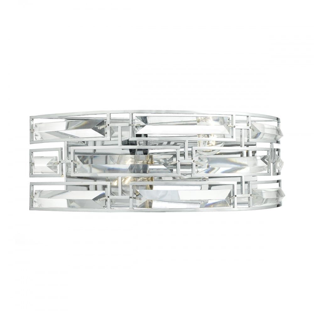 Dar SEV0950 | Seville | 2 Light Wall Bracket | Clear Faceted Crystal Panels