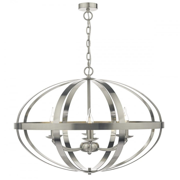 Dar SYM0646 | Symbol | Satin Chrome 6 Light Pendant