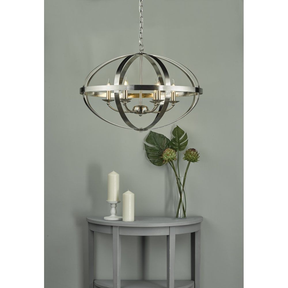 Dar SYM0646 | Symbol | Satin Chrome 6 Light Pendant