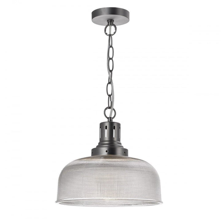 Dar TAC0161 | Tack | Industrial Nickel Glass Pendant Light