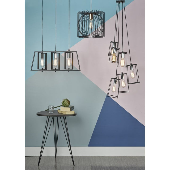 Dar TOW0622 | Tower Cluster Pendant | 6-Light Matt Black & Copper