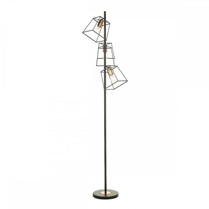 Dar TOW4922 | Tower Floor Lamp | Triple Light Matt Black & Copper