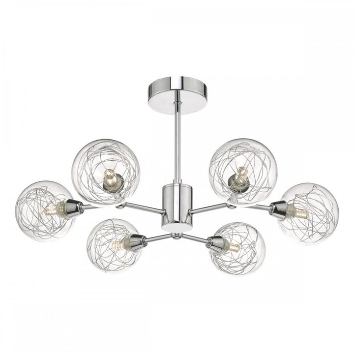 Dar TYK6450 | Tyka Semi Flush Light | Polished Chrome & Glass