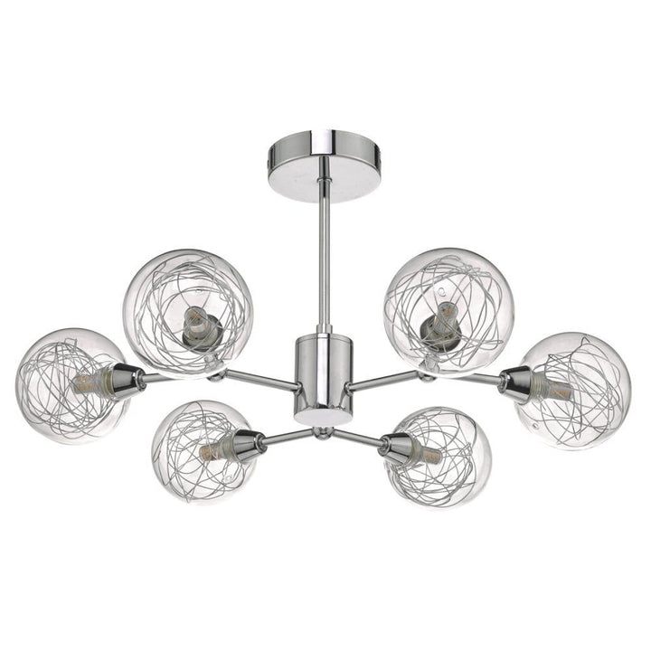 Dar TYK6450 | Tyka Semi Flush Light | Polished Chrome & Glass