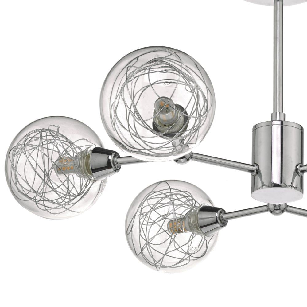 Dar TYK6450 | Tyka Semi Flush Light | Polished Chrome & Glass