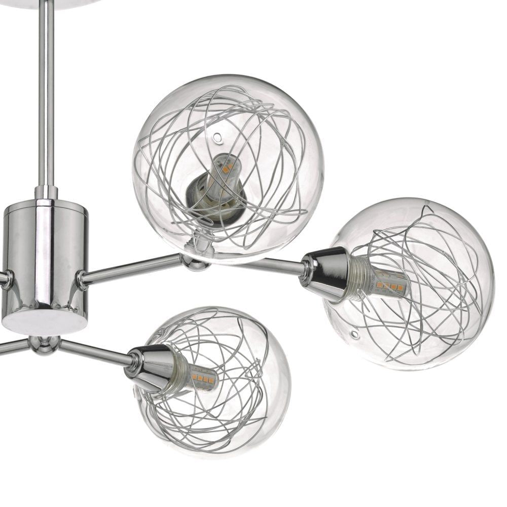 Dar TYK6450 | Tyka Semi Flush Light | Polished Chrome & Glass