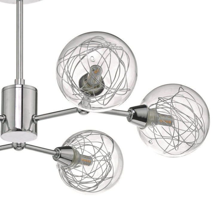 Dar TYK6450 | Tyka Semi Flush Light | Polished Chrome & Glass