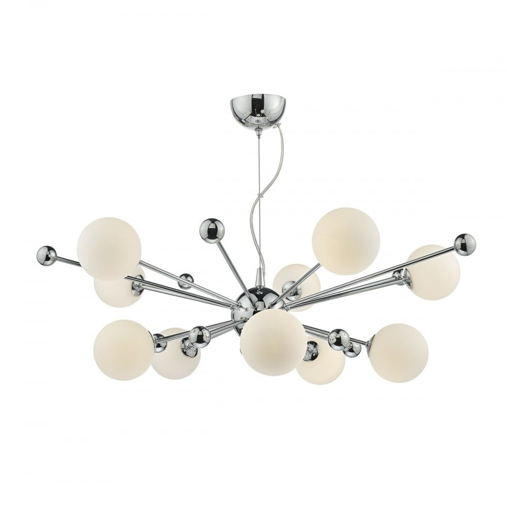 Dar URS2350 | Ursa 10 Light Pendant | Polished Chrome/Opal