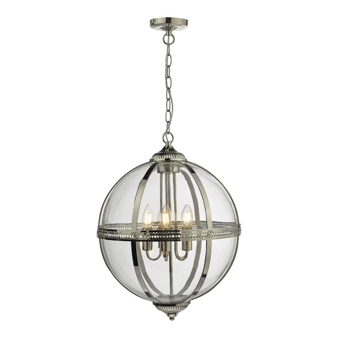 Dar VAN0538 | Vanessa 5 Light Pendant | Polished Nickel/Clear