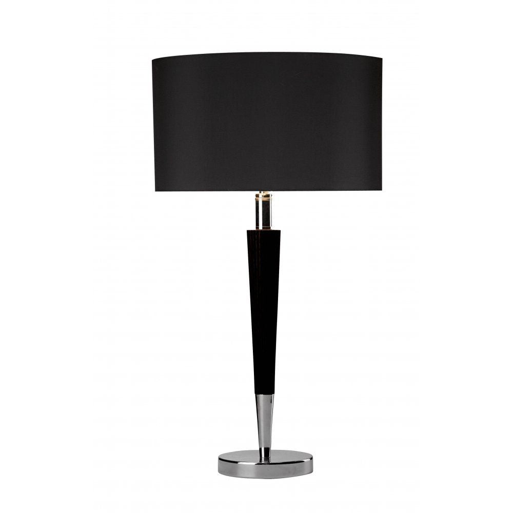 Dar VIK4022 | Viking | Table Lamp with Polished Chrome Base & Black Linen Shade