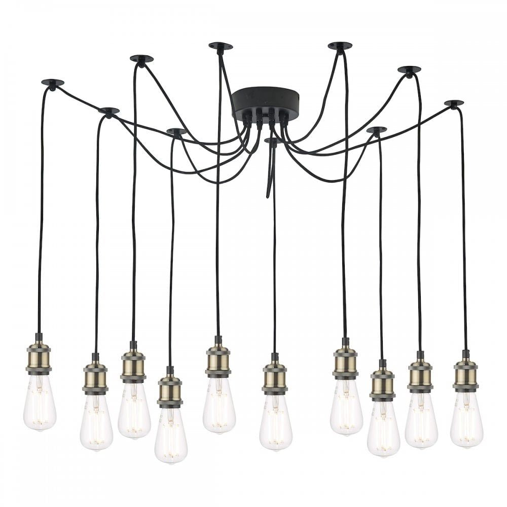 Dar WAC2375 | Waco | 10-Light Antique Brass and Matt Black Pendant