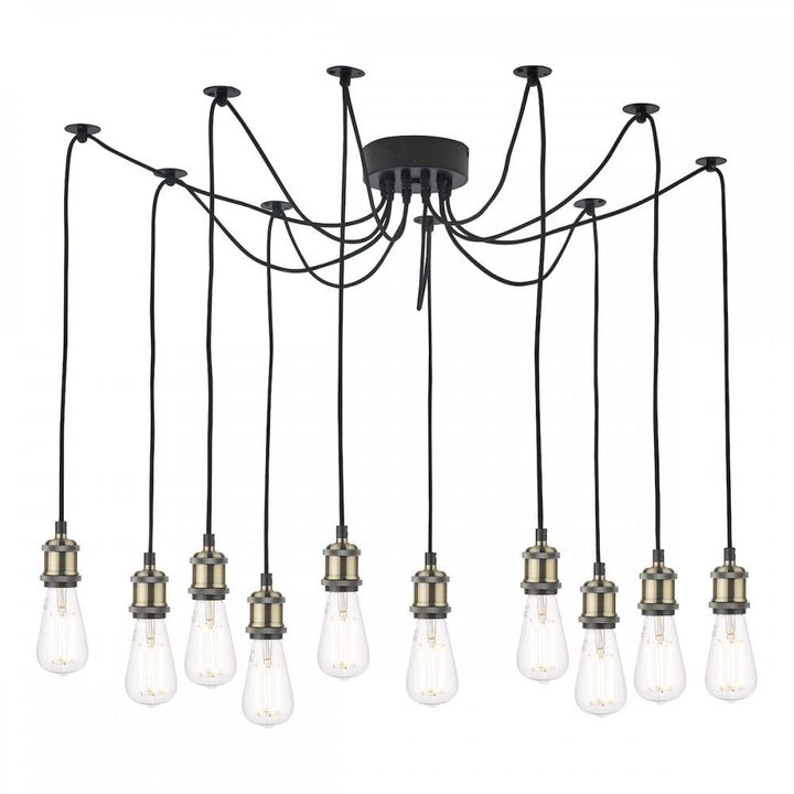 Dar WAC2375 | Waco | 10-Light Antique Brass and Matt Black Pendant