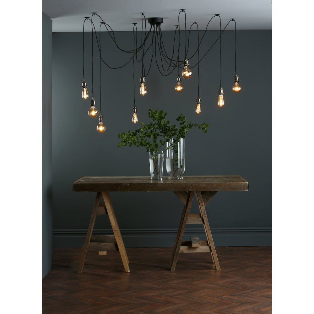 Dar WAC2375 | Waco | 10-Light Antique Brass and Matt Black Pendant