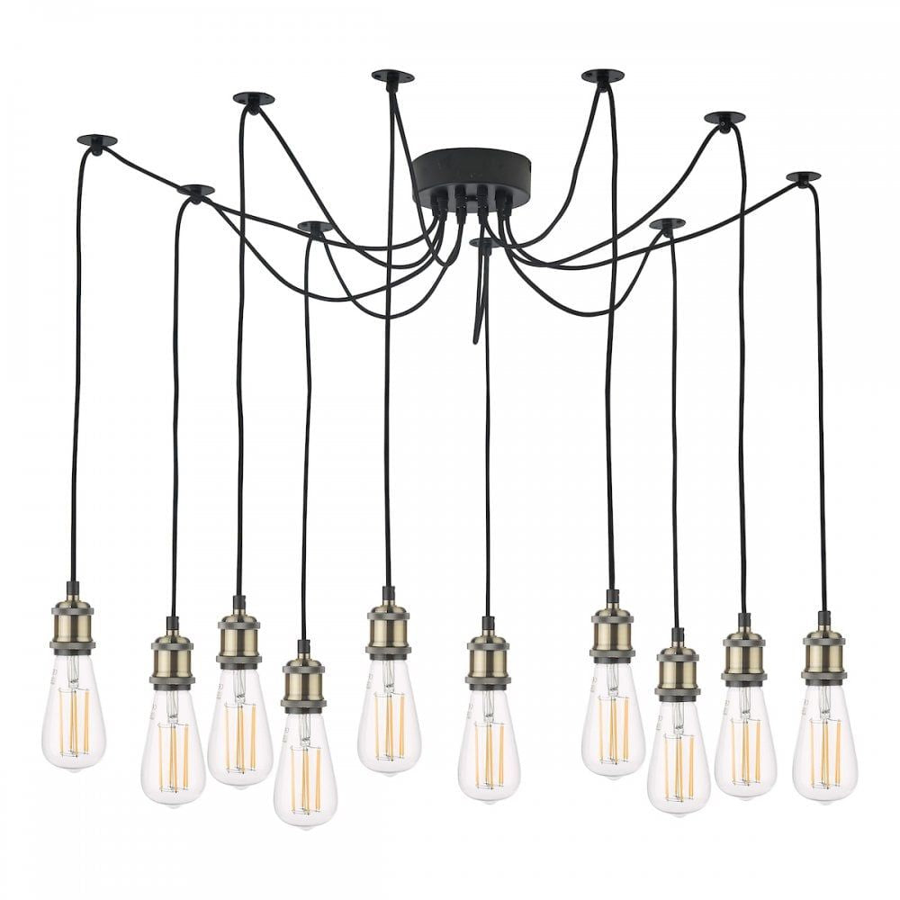 Dar WAC2375 | Waco | 10-Light Antique Brass and Matt Black Pendant