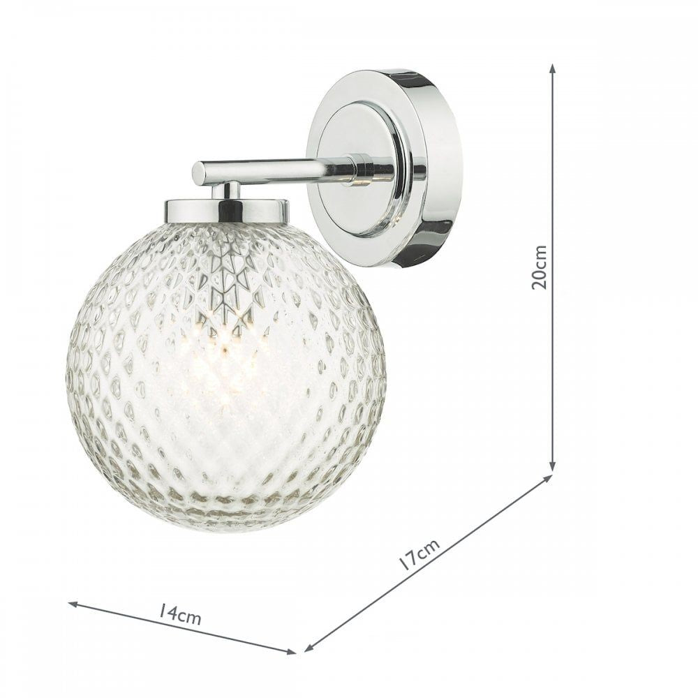 Dar WAY0750 | Wayne Bathroom Wall Light | Polished Chrome & Textured Glass