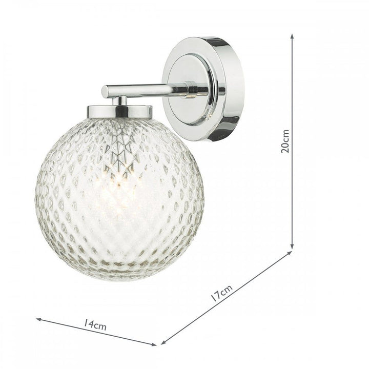 Dar WAY0750 | Wayne Bathroom Wall Light | Polished Chrome & Textured Glass