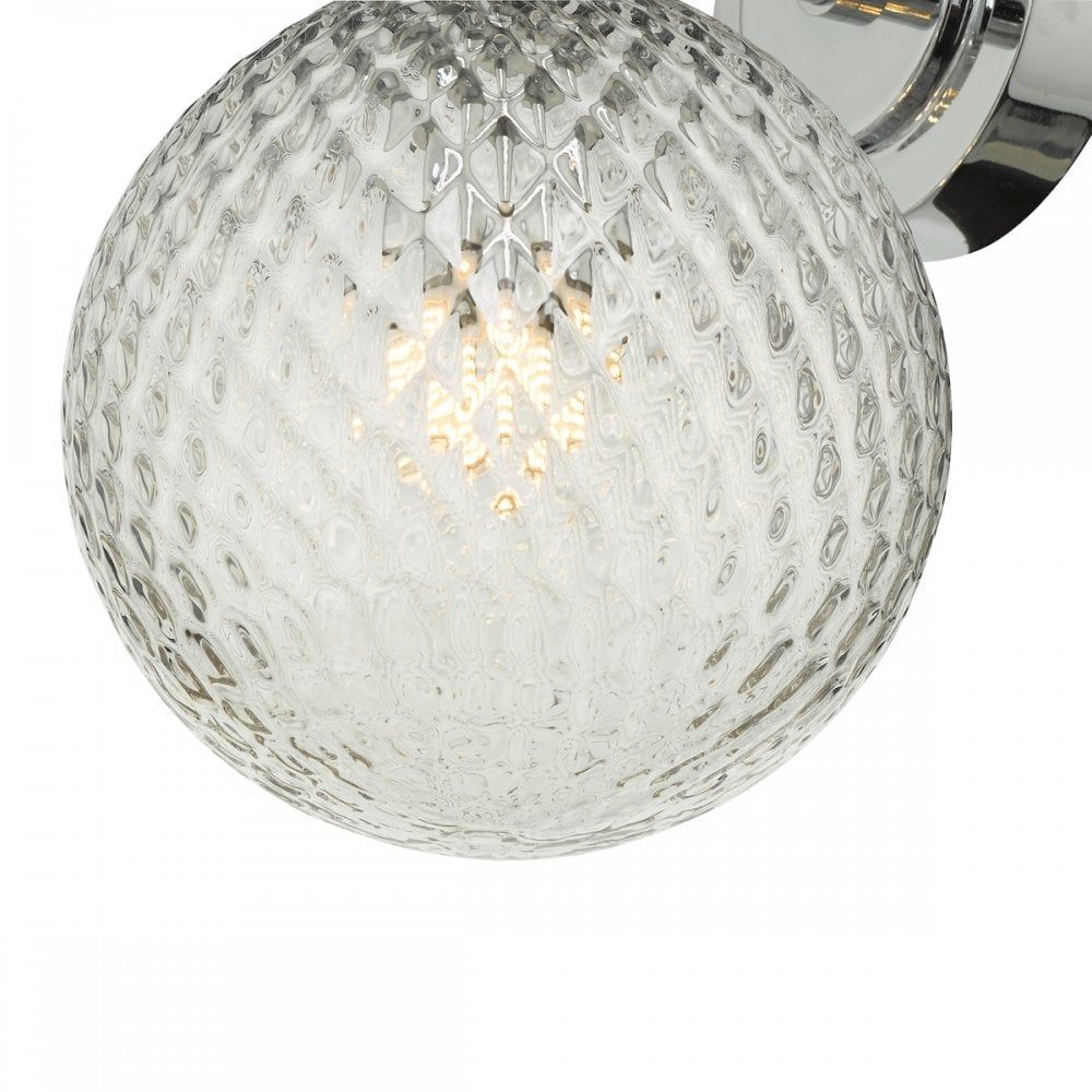 Dar WAY0750 | Wayne Bathroom Wall Light | Polished Chrome & Textured Glass