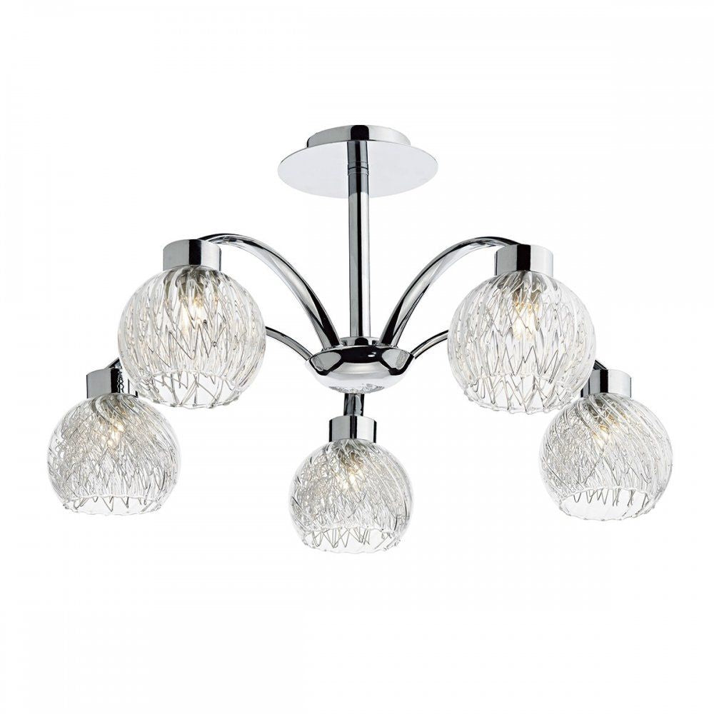 Dar YAS0550 | Yasmin Semi Flush Light | Polished Chrome