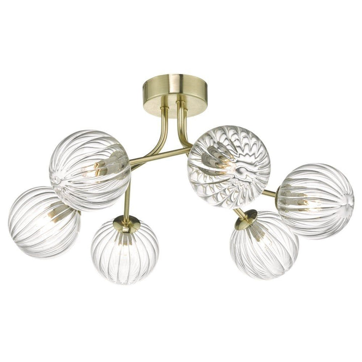 Dar YIS6435 | Yiska 6 Light Semi Flush | Gold Glass