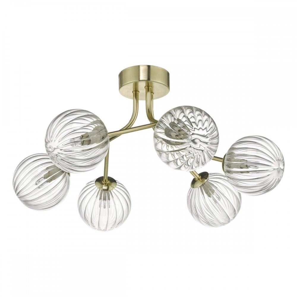 Dar YIS6435 | Yiska 6 Light Semi Flush | Gold Glass