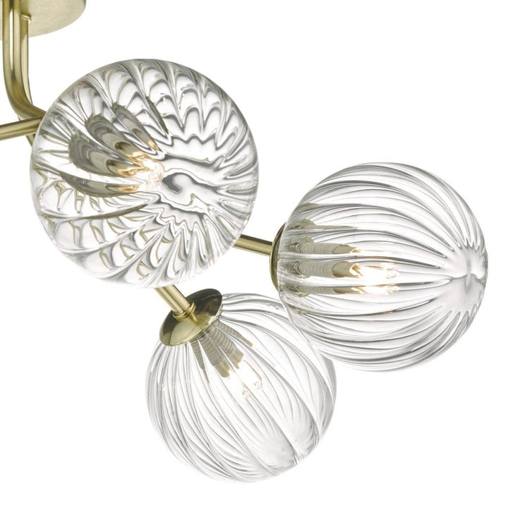 Dar YIS6435 | Yiska 6 Light Semi Flush | Gold Glass