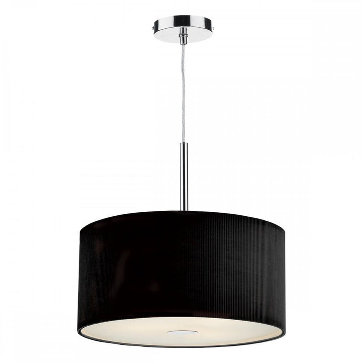 Dar ZAR1022 | Zaragoza 3-Light Pendant | Black 400mm with Micro Pleat Shade