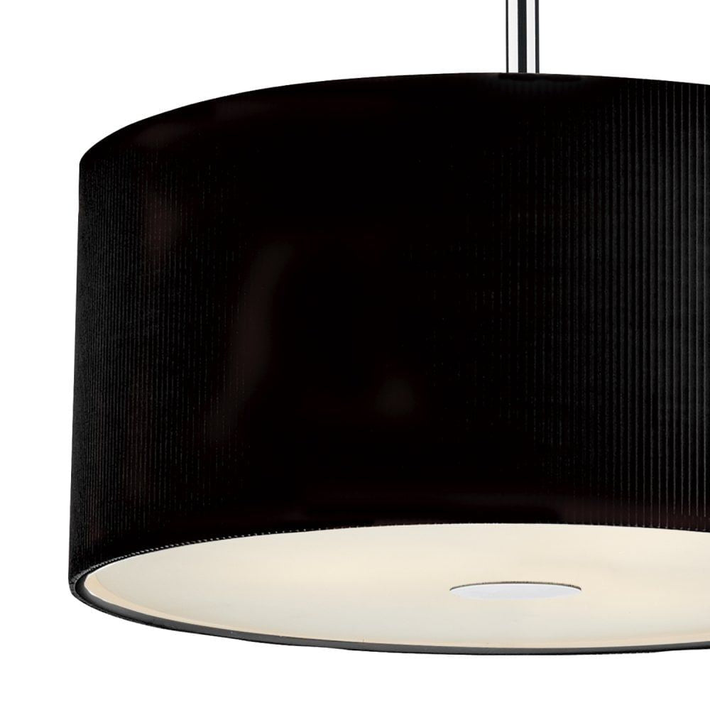 Dar ZAR1022 | Zaragoza 3-Light Pendant | Black 400mm with Micro Pleat Shade