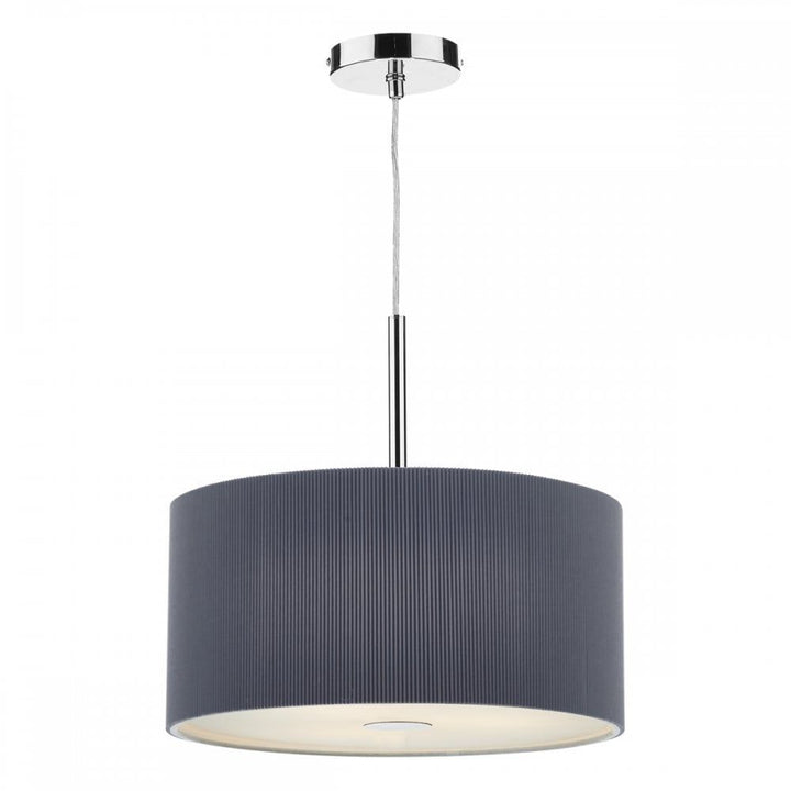 Dar ZAR1039 | Zaragoza 3-Light Pendant | Grey 400mm with Micro Pleat Shade