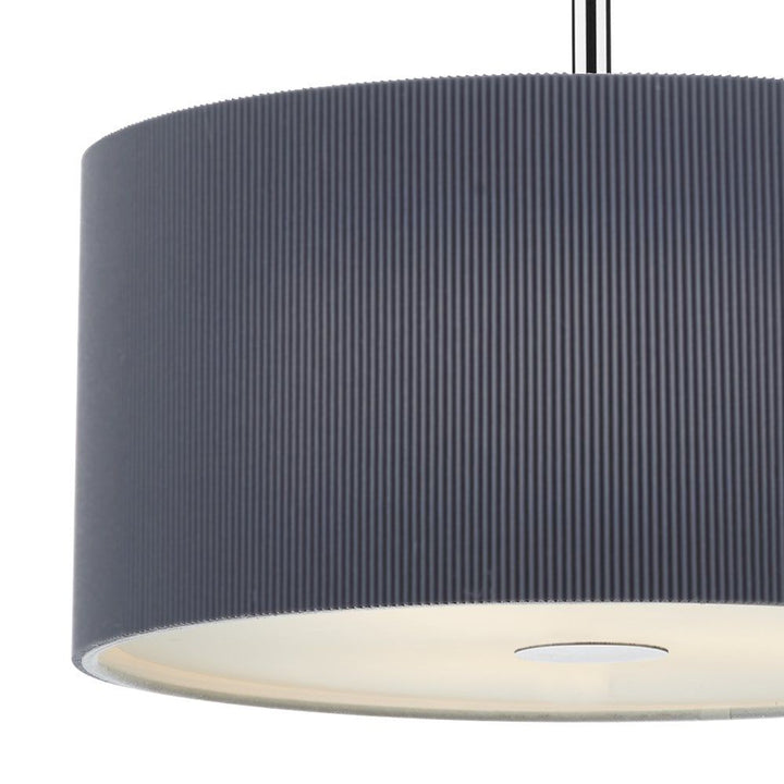 Dar ZAR1039 | Zaragoza 3-Light Pendant | Grey 400mm with Micro Pleat Shade