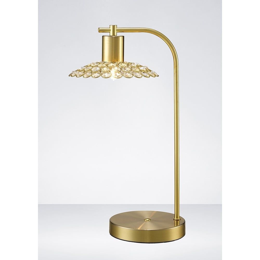 Diyas  IL20603 Ellen 1 Light Table Lamp Satin Brass/Crystal