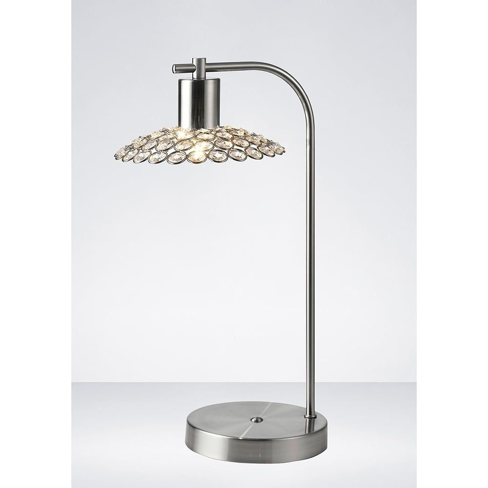 Diyas  IL20608 Ellen 1 Light Table Lamp Satin Nickel/Crystal