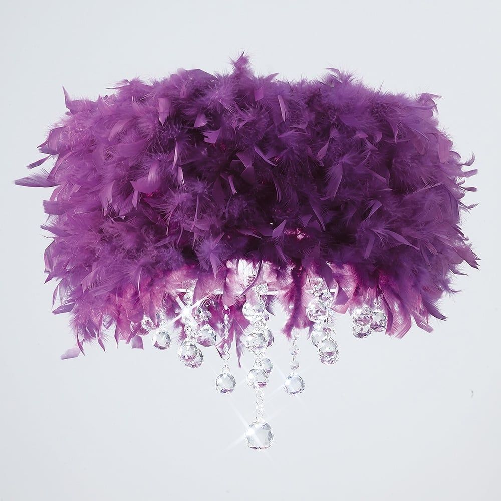 Diyas IL30741/PU Ibis Ceiling Purple Feather Shade
