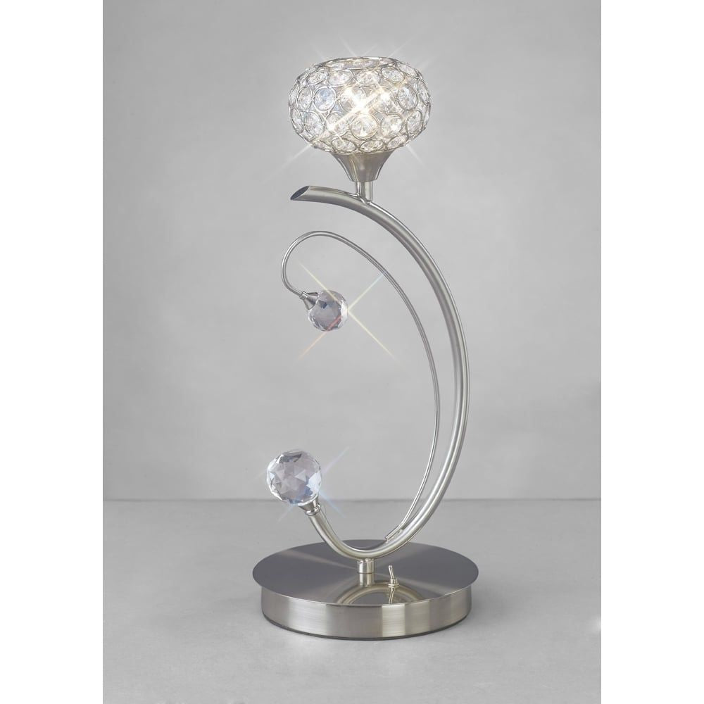 Diyas IL30939 Cara Table Lamp 1 Light Satin Nickel/crystal