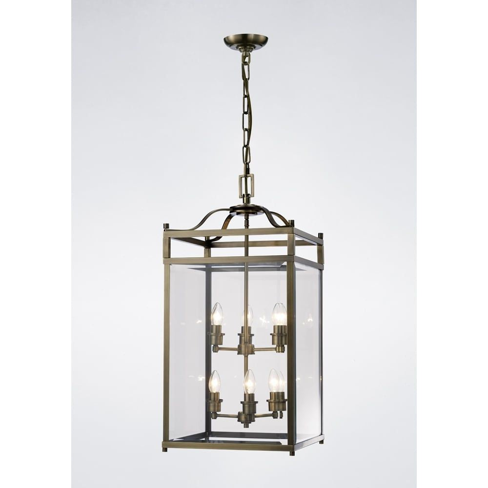 Diyas IL31114 Aston Pendant Antique Brass/glass