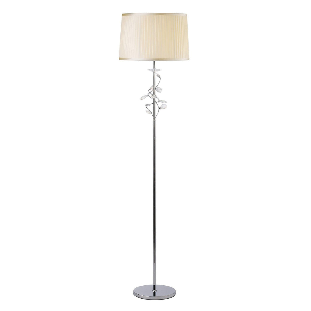 Diyas IL31214/CR Willow Floor Lamp With Cream Shade 1 Light Polished Chrome/Crystal