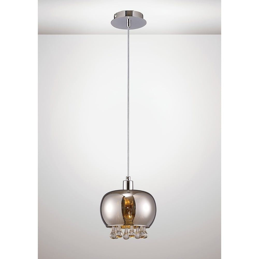 Diyas  IL31600 Pandora Single Pendant Mirrored Glass/Polished Chrome