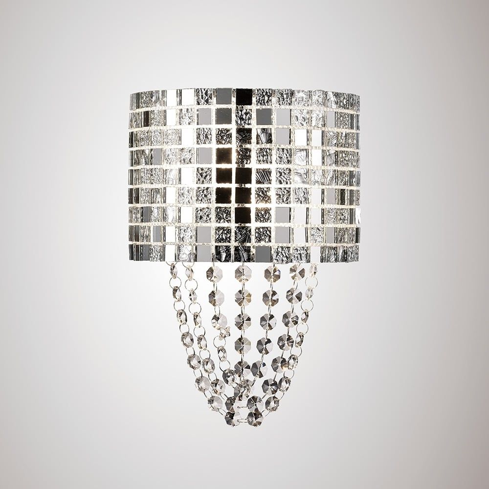 Diyas  IL31620 Camden Wall Lamp 2 Light Chrome/Mosaic Glass/Crystal