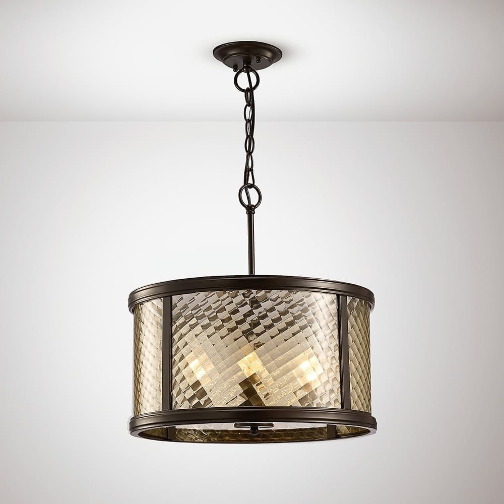 Diyas  IL31677 Asia Pendant 4 Light Oiled Bronze/Clear Glass