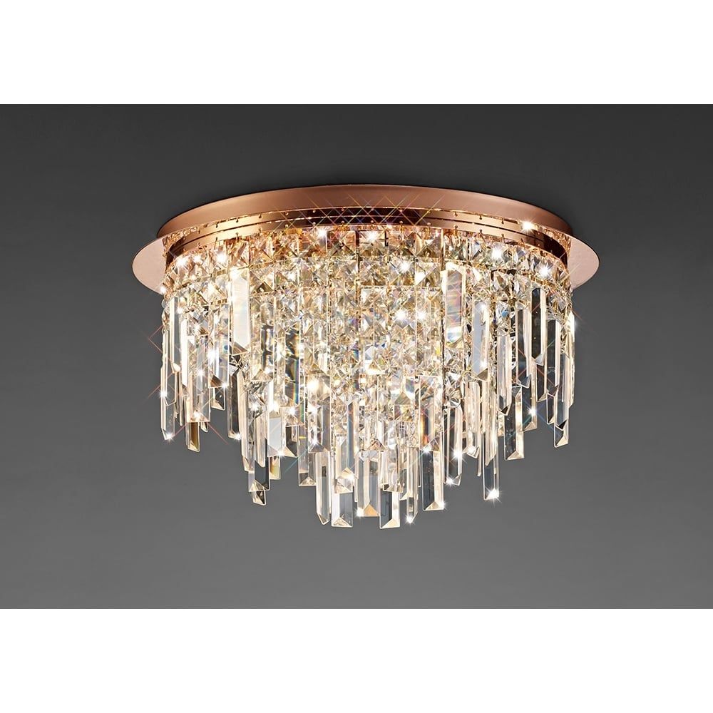 Diyas  IL31711 Maddison Ceiling Round 6 Light Rose Gold/Crystal