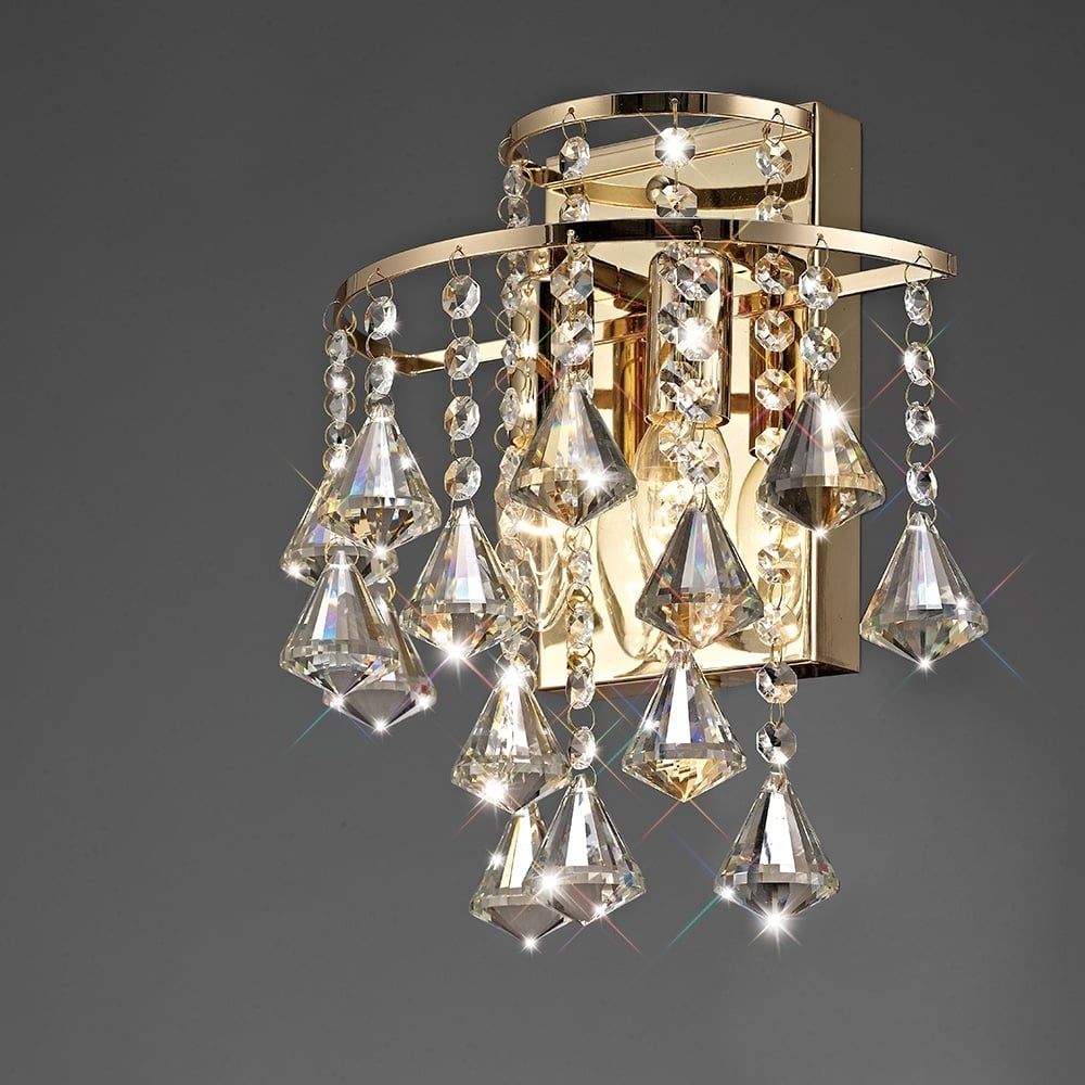Diyas  IL32774 Inina Wall Lamp Switched 2 Light French Gold/Crystal