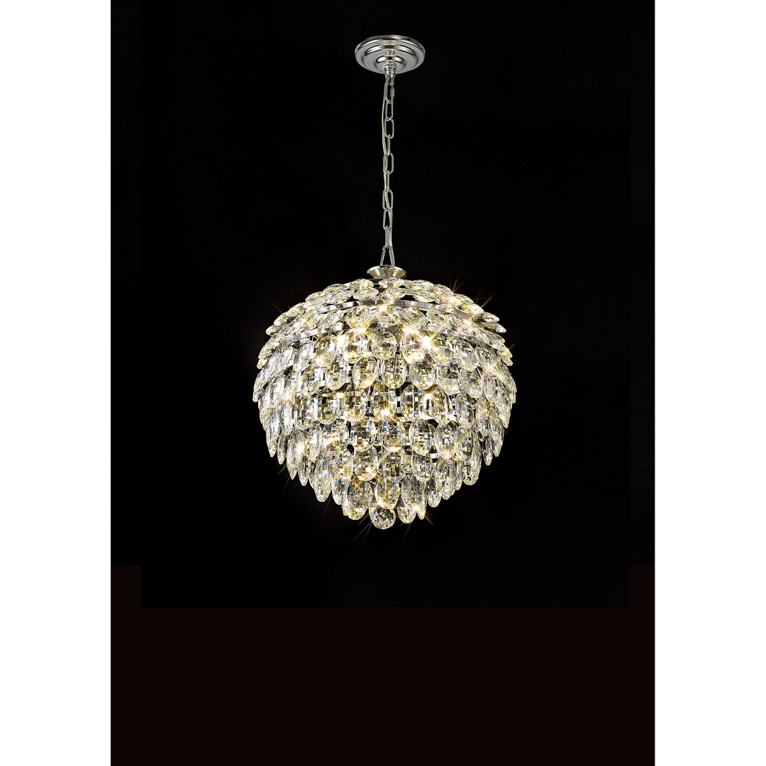 Diyas IL32801 Coniston Pendant 6 Light Polished Chrome Crystal