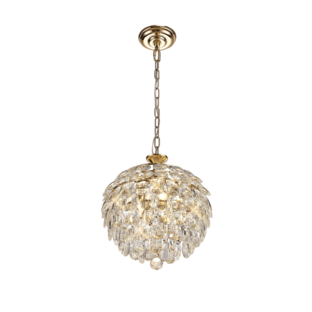 Diyas IL32803 Coniston Pendant 3 Light French Gold Crystal