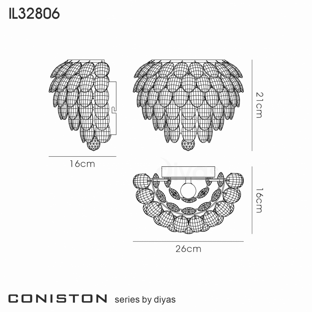 Diyas IL32806 Coniston Wall Lamp 1 Light Polished Chrome Crystal