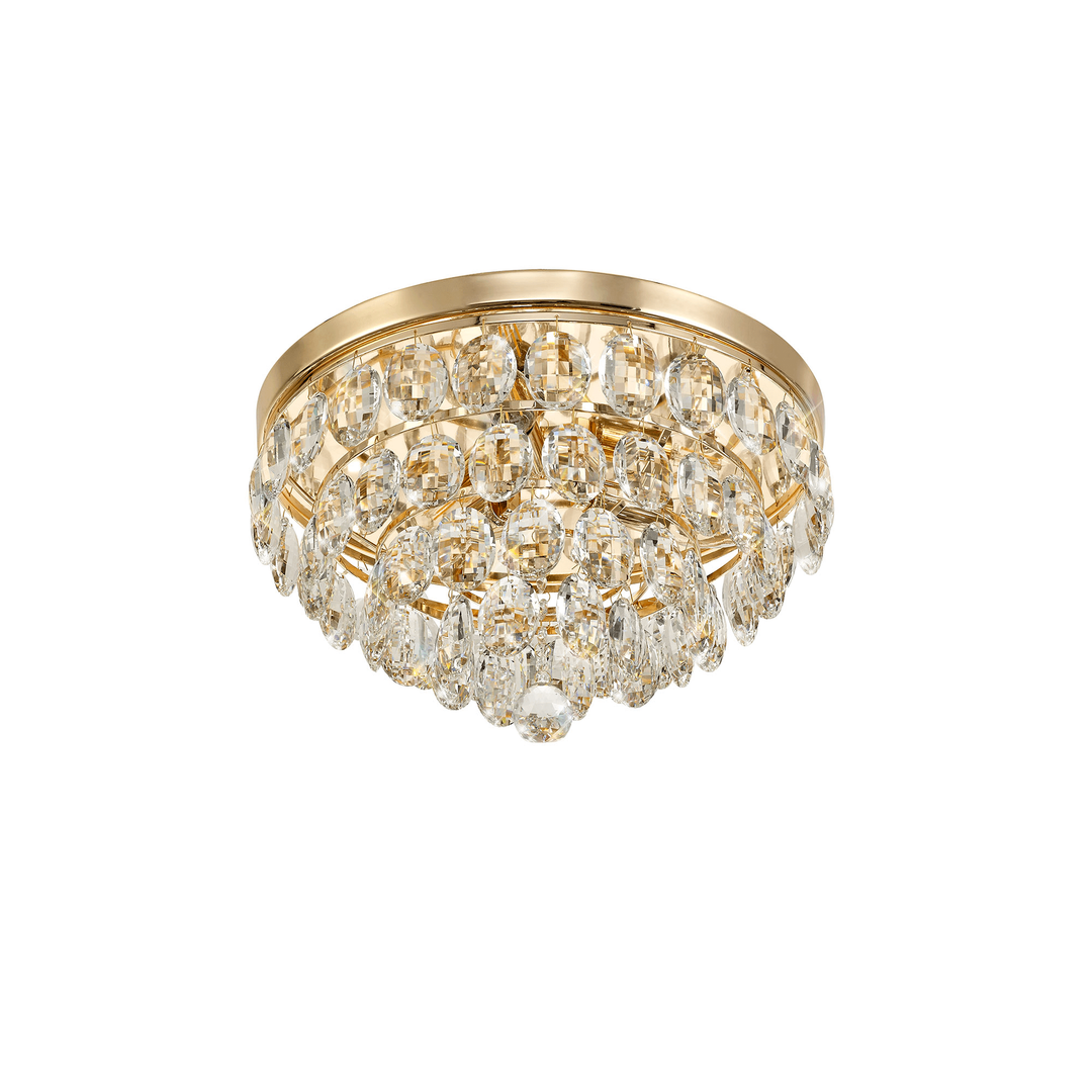Diyas IL32816 Coniston Flush Ceiling 3 Light French Gold Crystal