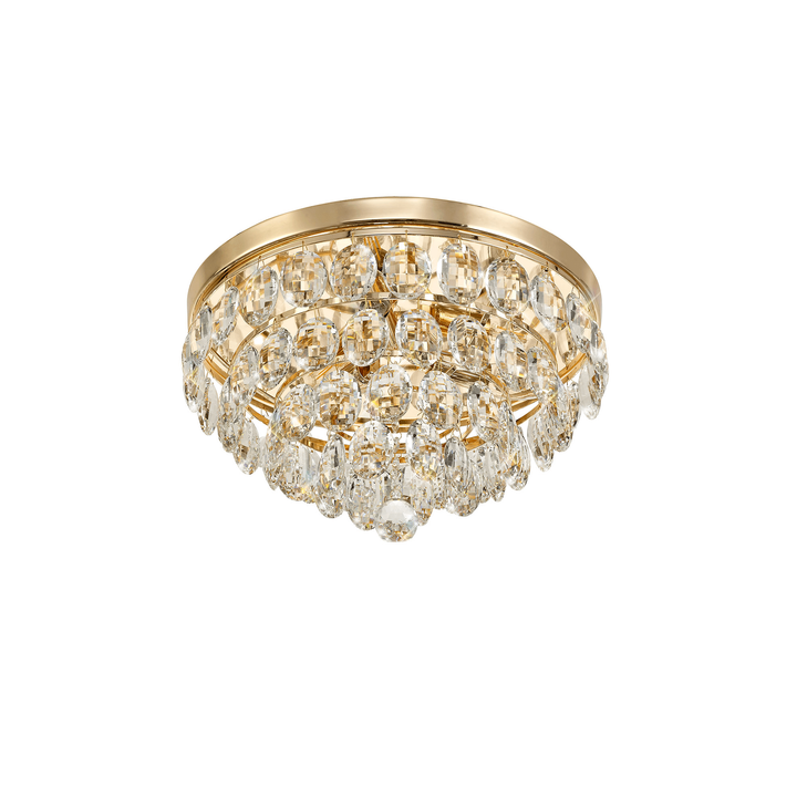 Diyas IL32816 Coniston Flush Ceiling 3 Light French Gold Crystal